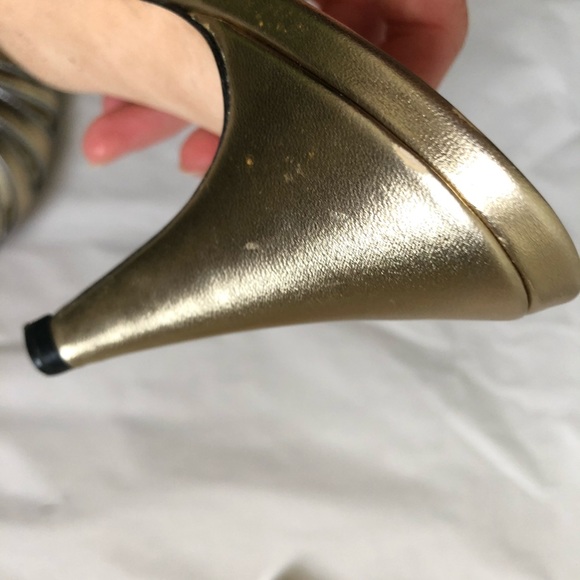 Miu Miu gold metallic strappy slip on mule sandals - Picture 9 of 12